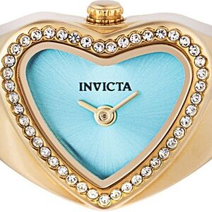 Invicta NWT Gold/Blue Heart Watch Ring Tiffany Blue $395 MSRP Recommend 7-9 Ring